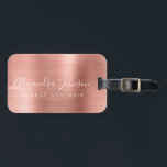 Etiqueta De Bagagem Nome do Monograma de Metal Brutado Dourado Elegant<br><div class="desc">Elegante e Rosa moderno Dourado - Folha metálica rosa esmagada,  esmagada,  monograma de manchas cursivas Nome e cargo ou Cargo ou Cargo de Luz ou Etiqueta de Saco de Luxo Profissional. Esta etiqueta é perfeita para Voltar à Escola,  Trabalho,  Cabelo e Salão de Bela ou Viajar.</div>