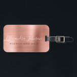 Etiqueta De Bagagem Nome do Monograma de Metal Brutado Dourado Elegant<br><div class="desc">Elegante e Rosa moderno Dourado - Folha metálica rosa esmagada,  esmagada,  monograma de manchas cursivas Nome e cargo ou Cargo ou Cargo de Luz ou Etiqueta de Saco de Luxo Profissional. Esta etiqueta é perfeita para Voltar à Escola,  Trabalho,  Cabelo e Salão de Bela ou Viajar.</div>