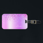 Etiqueta De Bagagem Nome do Monograma de Metal com Glitter Puro<br><div class="desc">Folha fina Roxa Folha Metálica Espumante Metálico Esmagada Monograma Nome e Marca Inicial ou Bagagem. Isto faz o doce e perfeito aniversário de 16 anos,  casamento,  chá de panela,  aniversário,  chá de fraldas ou festa de solteira presente para alguém que ama luxo de luxo e estilos quíticos.</div>