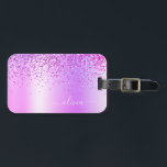 Etiqueta De Bagagem Nome do Monograma de Metal com Glitter Puro<br><div class="desc">Folha fina Roxa Folha Metálica Espumante Metálico Esmagada Monograma Nome e Marca Inicial ou Bagagem. Isto faz o doce e perfeito aniversário de 16 anos,  casamento,  chá de panela,  aniversário,  chá de fraldas ou festa de solteira presente para alguém que ama luxo de luxo e estilos quíticos.</div>