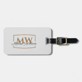 Etiqueta De Bagagem Nome do Monograma de Prata Dourada