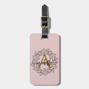 Etiqueta De Bagagem Nome do Monograma do Cor-de-rosa-rosa-rosa-pentead