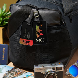 Etiqueta De Bagagem Nome do Monograma do Mapa Mundial de Viagem de Gli