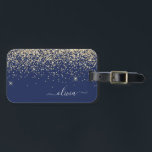 Etiqueta De Bagagem Nome do Monograma do Sparkle Glitter Glitter Azul<br><div class="desc">Nome do Monograma e Travesseiro Inicial Azul Sparkle Glitter Dourado e Marinho. O travesseiro faz o doce e perfeito presente de 16 anos,  casamento,  chá de panela,  chá de fraldas ou festa de solteira para alguém que decorou seu quarto em estilo.</div>