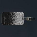 Etiqueta De Bagagem Nome do Monograma do Sparkle Glitter Negra<br><div class="desc">Nome do Monograma e Travesseiro Inicial do Silver e do Sparkle Negro. A etiqueta da mala de bagagem faz o doce doce presente de 16 anos,  casamento,  chá de panela,  chá de fraldas ou festa de solteira para alguém que decora seu quarto em estilo.</div>