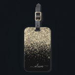 Etiqueta De Bagagem Nome do Monograma do Sparkle Glitter Negro Dourado<br><div class="desc">Nome do Monograma e Travesseiro Inicial da Glitter Glitter Glitter Glitter Dourada e Negra. A etiqueta da mala de bagagem faz o doce doce presente de 16 anos,  casamento,  chá de panela,  chá de fraldas ou festa de solteira para alguém que decorou seu quarto em estilo.</div>