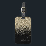 Etiqueta De Bagagem Nome do Monograma do Sparkle Glitter Negro Dourado<br><div class="desc">Nome do Monograma e Travesseiro Inicial da Glitter Glitter Glitter Glitter Dourada e Negra. A etiqueta da mala de bagagem faz o doce doce presente de 16 anos,  casamento,  chá de panela,  chá de fraldas ou festa de solteira para alguém que decorou seu quarto em estilo.</div>