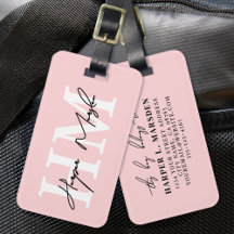 Nome do Monograma Menino Elegante Rosa Esbranquiça