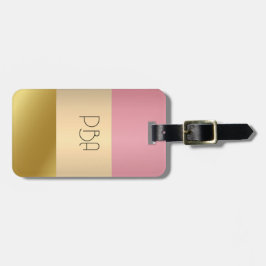 Etiqueta De Bagagem Nome do monograma metálico Dourado Elegante