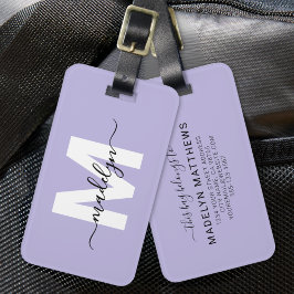 Etiqueta De Bagagem Nome do Monograma Purple Personalizado Moderno