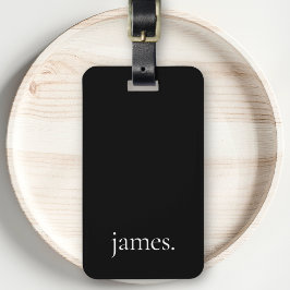 Etiqueta De Bagagem Nome do Monograma Simples Preto e Branco Moderno