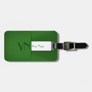 Etiqueta De Bagagem Nome do Monograma Verde Simples Moderno