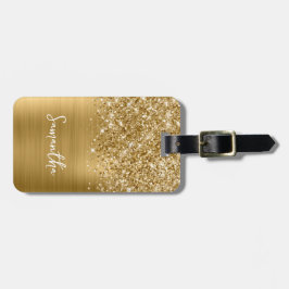Etiqueta De Bagagem Nome do Script de Glam Dourado da Glittery