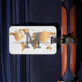 Etiqueta De Bagagem Nome do Script Monograma Elegante Na moda Lu