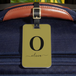 Etiqueta De Bagagem Nome do Script Monograma Personalizado Dourado E P