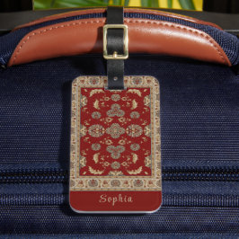 Etiqueta De Bagagem Nome do Tecido Clássico bege Vermelho Elegance do