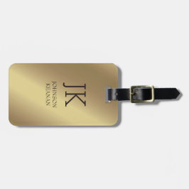 Etiqueta De Bagagem Nome Dourado Metálico Elegante moderno