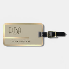 Etiqueta De Bagagem Nome Dourado Metálico Elegante moderno