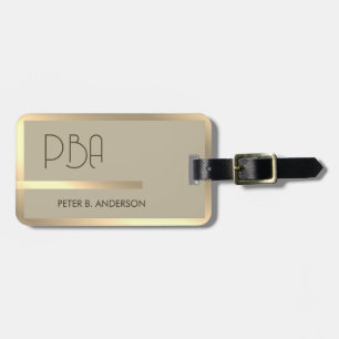 Etiqueta De Bagagem Nome Dourado Metálico Elegante moderno