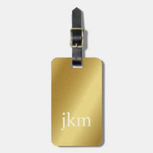 Etiqueta De Bagagem Nome Dourado Metálico Elegante moderno