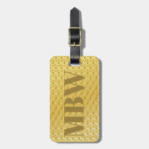 Etiqueta De Bagagem Nome Elegante moderno e Dourado do monograma metál