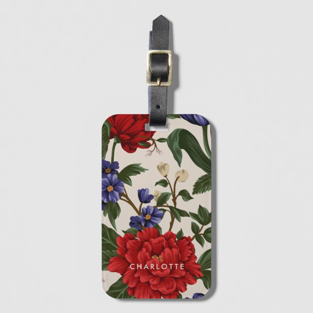 Etiqueta De Bagagem Nome Floral (Frente Vertical)