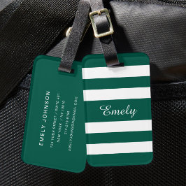 Etiqueta De Bagagem Nome Listras Verdes Modernas 