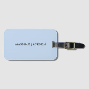 Etiqueta De Bagagem Nome minimalista moderno azul pálido profissional
