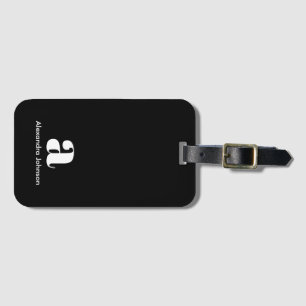 Etiqueta De Bagagem Nome Mínimo Do Monograma Preto Personalizado