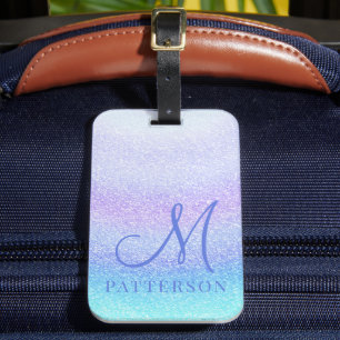 Etiqueta De Bagagem Nome Moderno do Minigráfico de Glitter Glitter