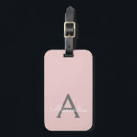 Etiqueta De Bagagem Nome Moderno do Monograma de Script Girassol de Ci<br><div class="desc">Cor-de-rosa e monograma da Cinza Adicione seu próprio Travesseiro de assinatura de script de nome próprio. A etiqueta de mala faz o doce doce presente de 16 anos,  casamento,  chá de panela,  chá de fraldas ou festa de solteira para alguém que ama um estilo elegante e moderno.</div>