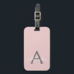 Etiqueta De Bagagem Nome Moderno do Monograma de Script Girassol de Ci<br><div class="desc">Cor-de-rosa e monograma da Cinza Adicione seu próprio Travesseiro de assinatura de script de nome próprio. A etiqueta de mala faz o doce doce presente de 16 anos,  casamento,  chá de panela,  chá de fraldas ou festa de solteira para alguém que ama um estilo elegante e moderno.</div>