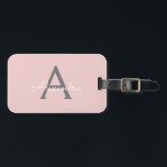 Etiqueta De Bagagem Nome Moderno do Monograma de Script Girassol de Ci<br><div class="desc">Blush Pink e Monograma de Cinzas Adicione seu próprio nome Scripts Bagagens Etiqueta A etiqueta do saco faz o doce doce presente de 16 anos,  casamento,  chá de panela,  chá de fraldas ou festa de solteira para alguém que decora seu quarto em estilo.</div>