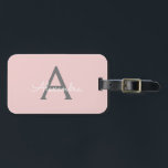 Etiqueta De Bagagem Nome Moderno do Monograma de Script Girassol de Ci<br><div class="desc">Blush Pink e Monograma de Cinzas Adicione seu próprio nome Scripts Bagagens Etiqueta A etiqueta do saco faz o doce doce presente de 16 anos,  casamento,  chá de panela,  chá de fraldas ou festa de solteira para alguém que decora seu quarto em estilo.</div>