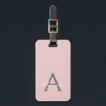 Etiqueta De Bagagem Nome Moderno do Monograma de Script Girassol de Ci<br><div class="desc">Cor-de-rosa e monograma da Cinza Adicione seu próprio Travesseiro de assinatura de script de nome próprio. A etiqueta de mala faz o doce doce presente de 16 anos,  casamento,  chá de panela,  chá de fraldas ou festa de solteira para alguém que ama um estilo elegante e moderno.</div>