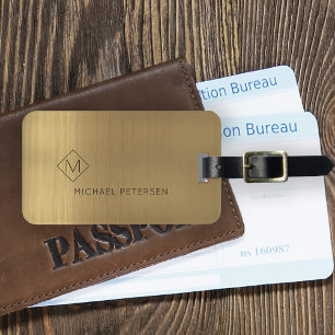 Etiqueta De Bagagem Nome moderno do ouro elegante