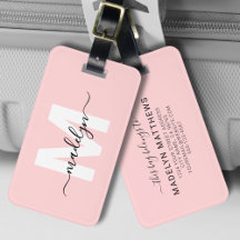Nome Monograma Moderno Personalizado Rosa Cor-de-r