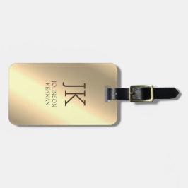 Etiqueta De Bagagem Nome monogramado metálico dourado elegante moderno