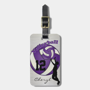 Etiqueta De Bagagem Nome & número roxos do voleibol DIY do esporte