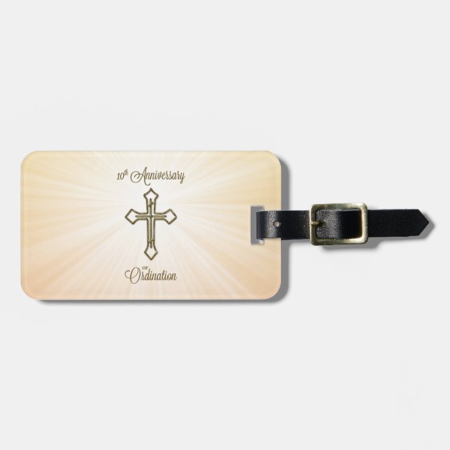 Etiqueta De Bagagem Nome Personalizado, 10º Aniversário da Ordenação (Frente Horizontal)