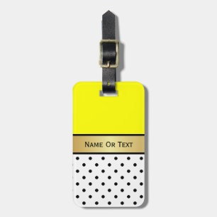 ETIQUETA DE BAGAGEM NOME PERSONALIZADO AMARELO AMARELO BRANCO E BOLINH