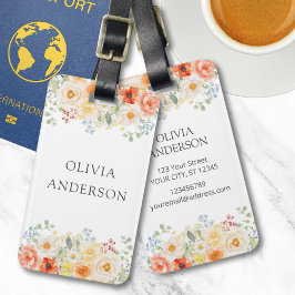 Etiqueta De Bagagem Nome Personalizado Aquarela Flores Ensolaradas Flo