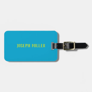 Etiqueta De Bagagem Nome Personalizado Azul e Amarelo Vibrante