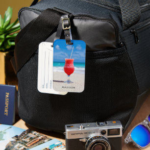 Etiqueta De Bagagem Nome personalizado Beach Coctail