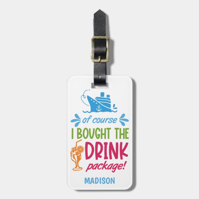 Etiqueta De Bagagem Nome Personalizado Bebidas Cruzadas (Frente Vertical)