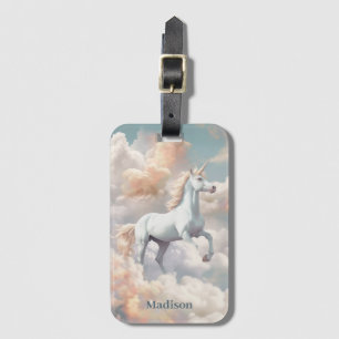 Etiqueta De Bagagem Nome Personalizado Belo Unicórnio