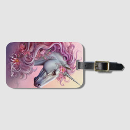 Etiqueta De Bagagem Nome Personalizado Belo Unicórnio