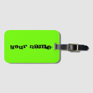 Etiqueta De Bagagem Nome Personalizado Bright Fluorescent Neon Green