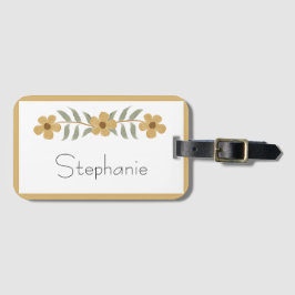 Etiqueta De Bagagem Nome Personalizado Cor de Água Simples Moderno Flo