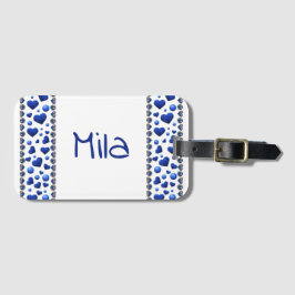 Etiqueta De Bagagem Nome personalizado, Coração de brilho azul